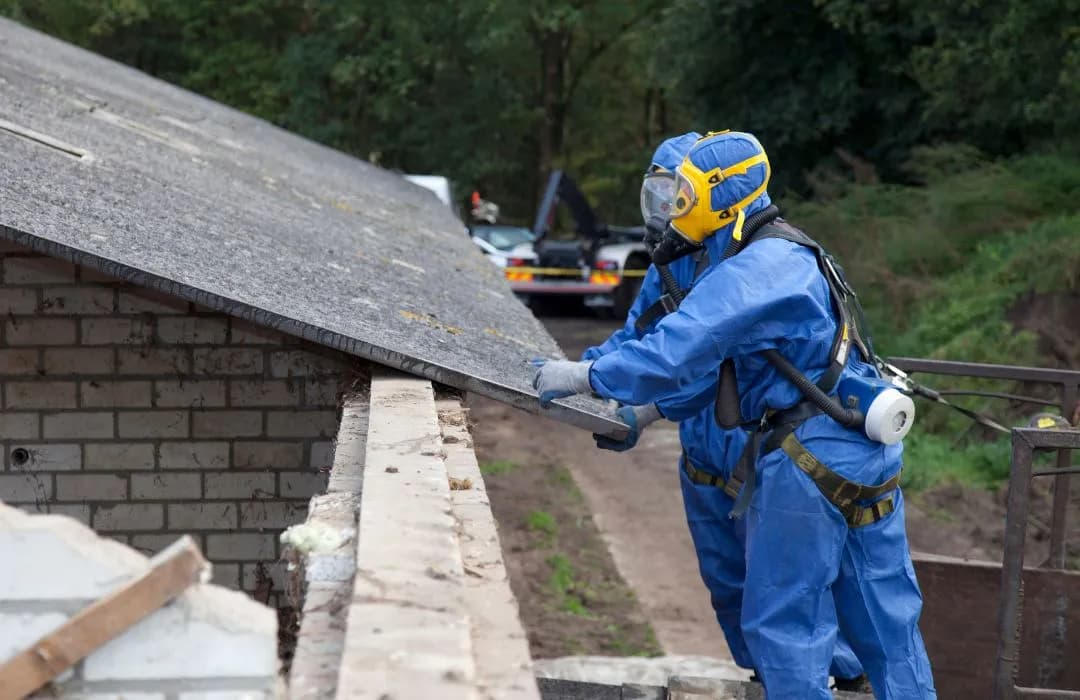 Deskundig Asbest Verwijderaar in beschermende kleding
